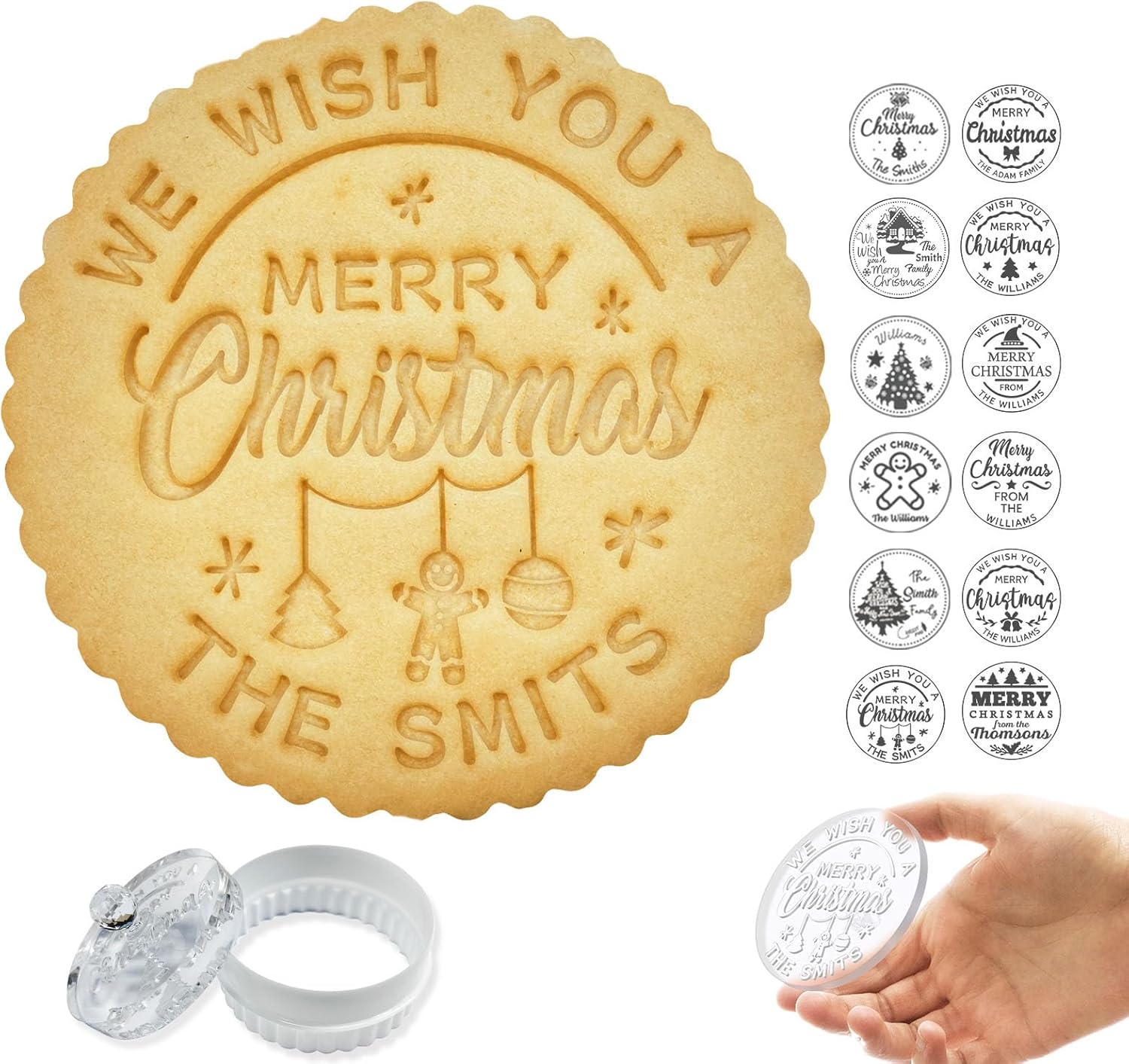 Personalized Christmas Cookie Stamp with Family Name Customized Cutter Mold