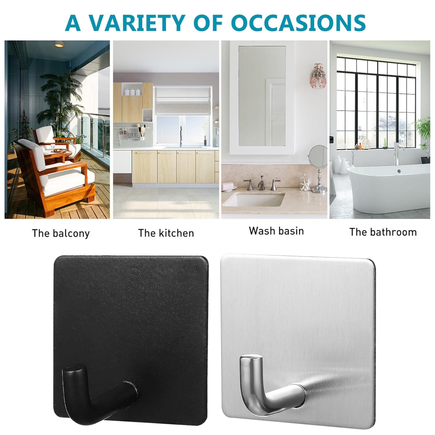 Beaupretty 4pcs Modern Wall Hooks for Bathroom and Home Organization