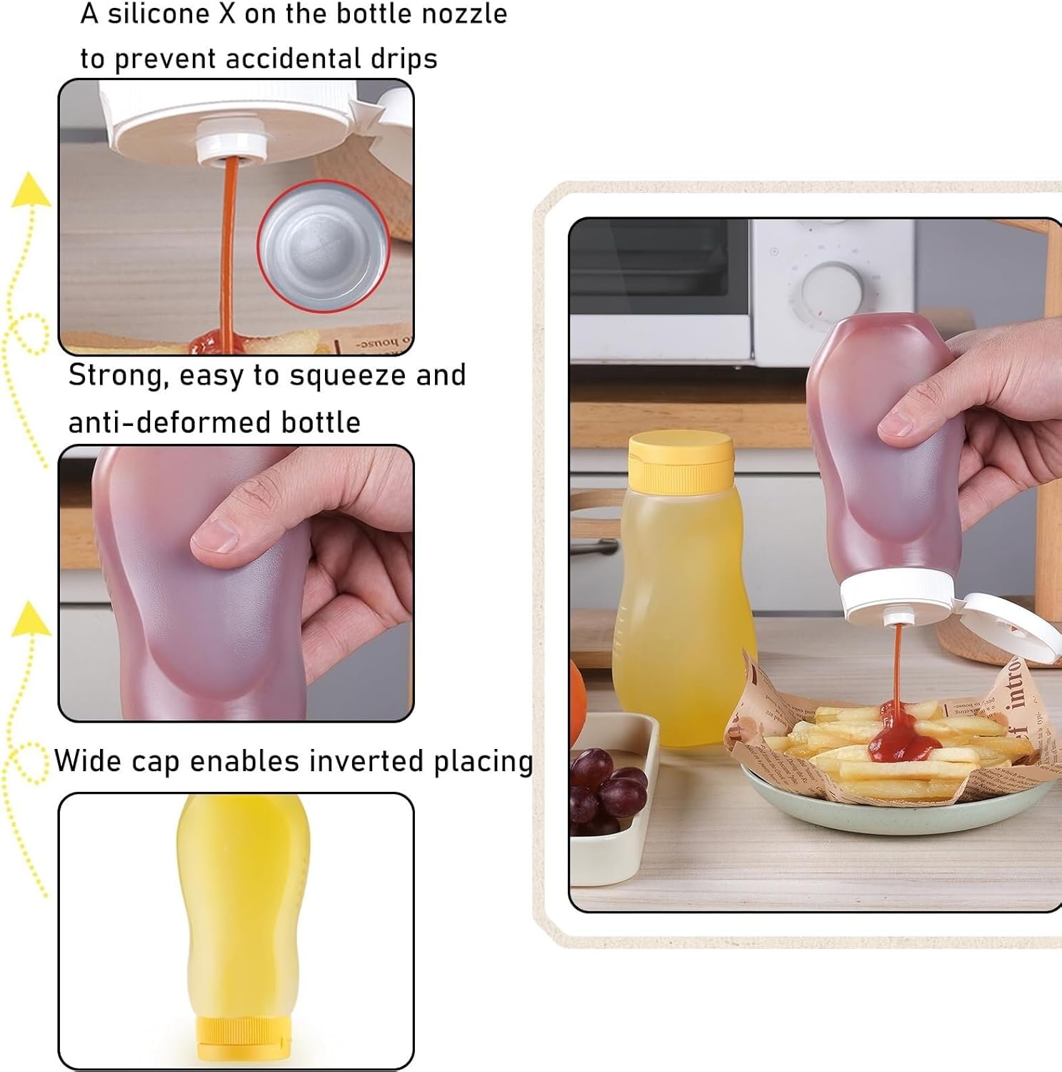 KLEYE Squeeze Bottles Pack of 5 500ml with Flip Cap