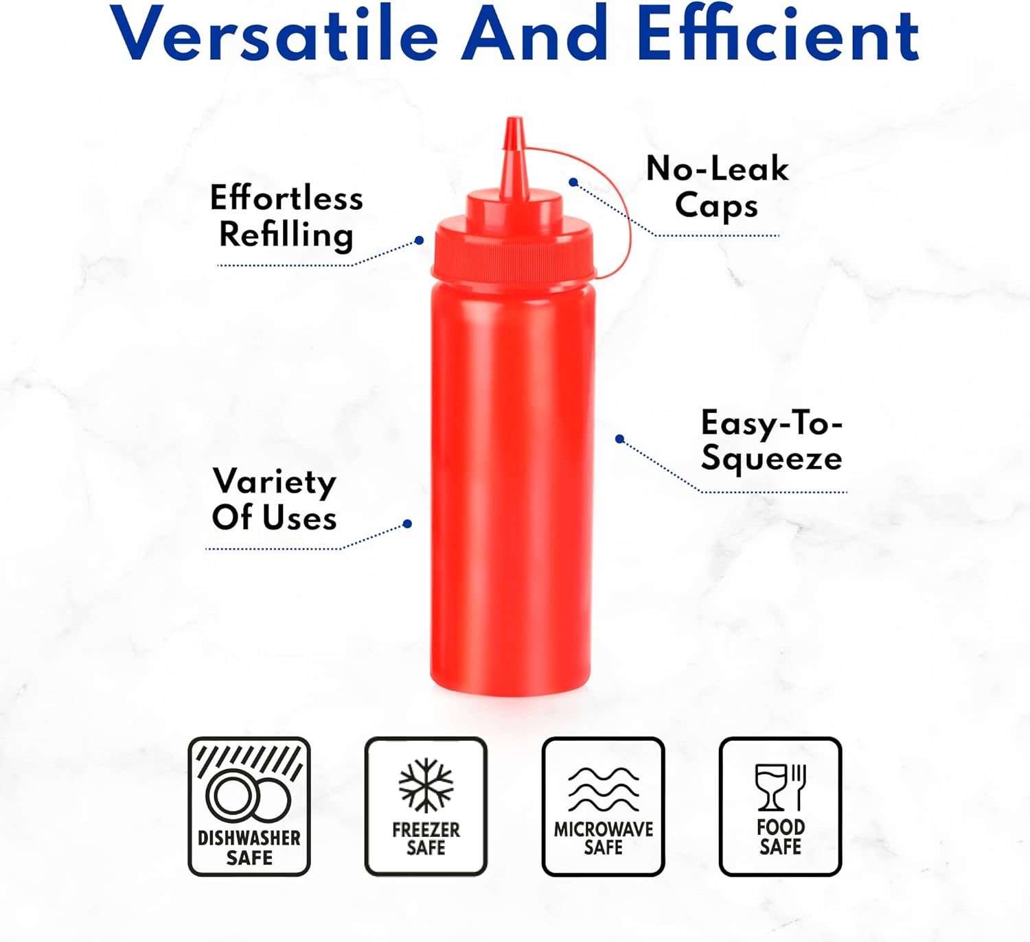 New Star Foodservice 26580 Plastic Squeeze Bottles Pack of 6