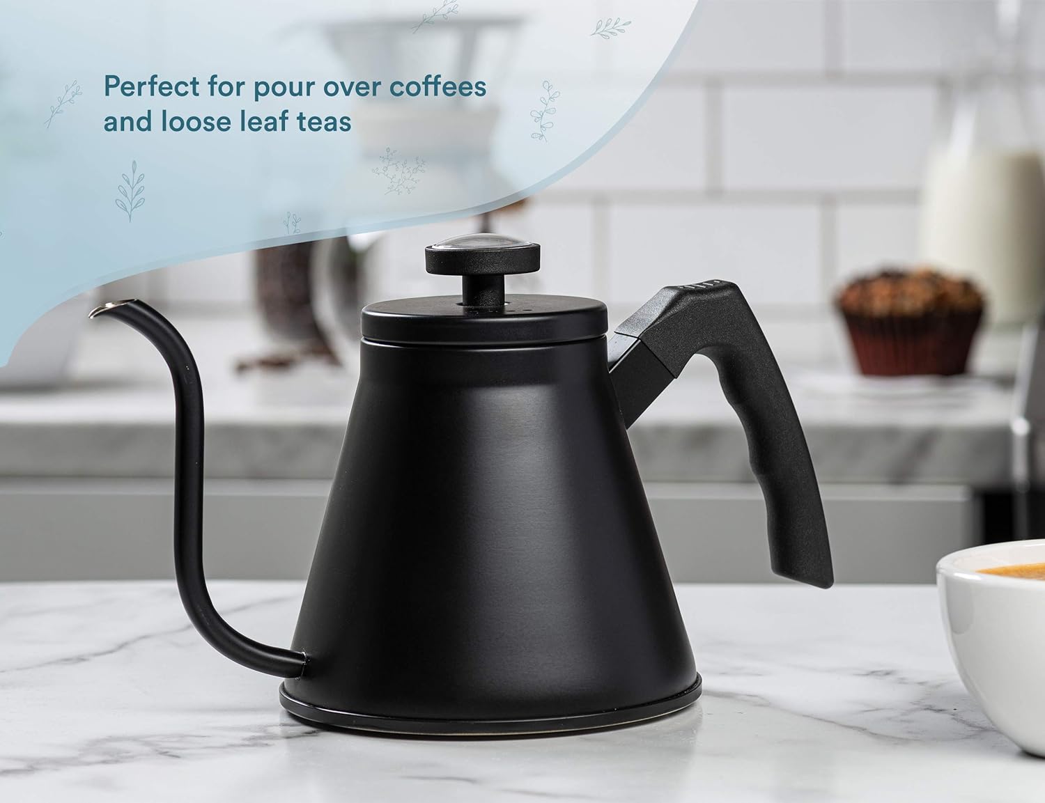 Kook Gooseneck Kettle with Thermometer 27 oz Black