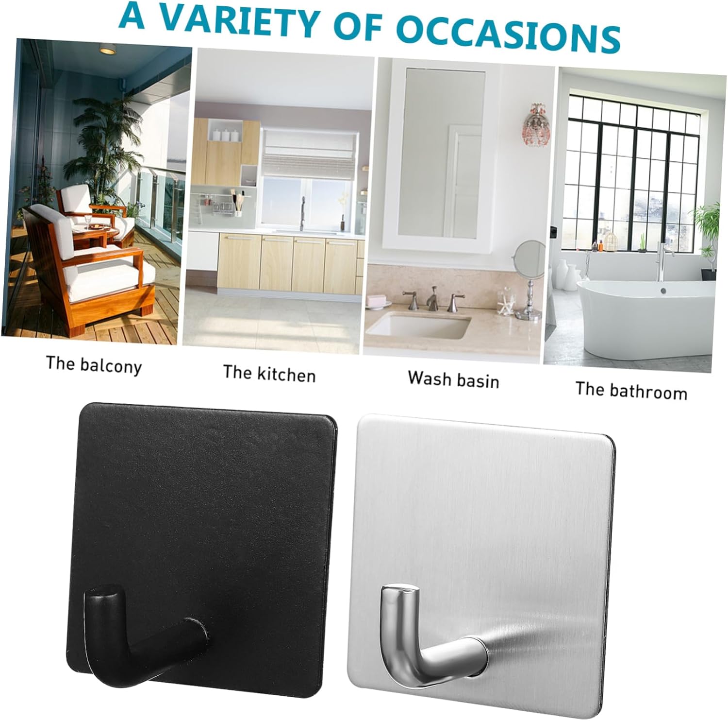 HOODANCOS 4 Stainless Steel Wall Hooks for Bathroom and Home Use