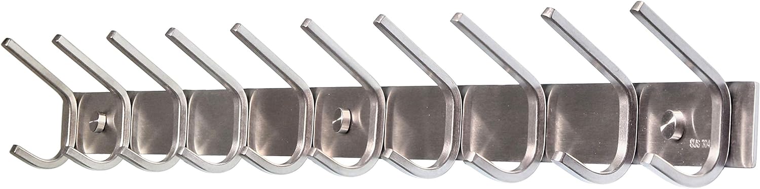 WEBI Wall Mount Coat Rack with 10 Hooks 30 Inch Stainless Steel 304