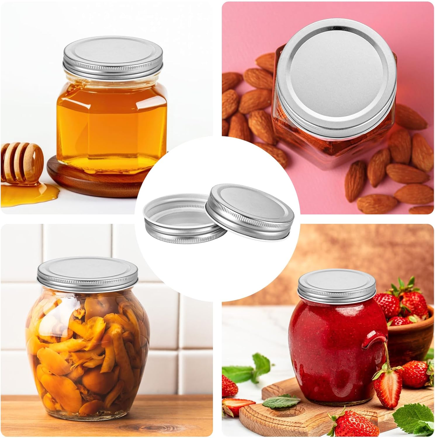 50 pcs Regular Mouth Mason Jar Lids with Silicone Seal