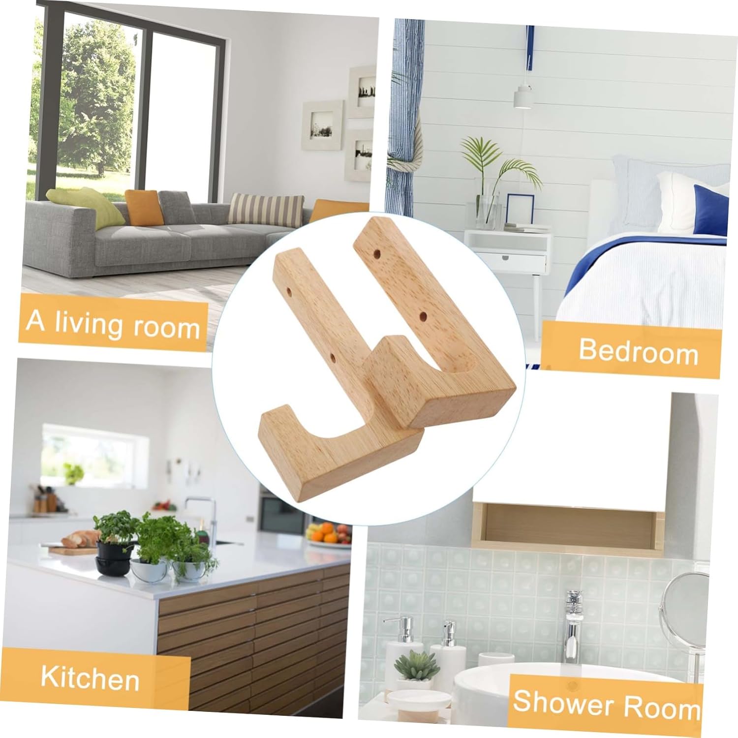 IMIKEYA 2PCS Wooden Wall Hooks for Coat and Towel