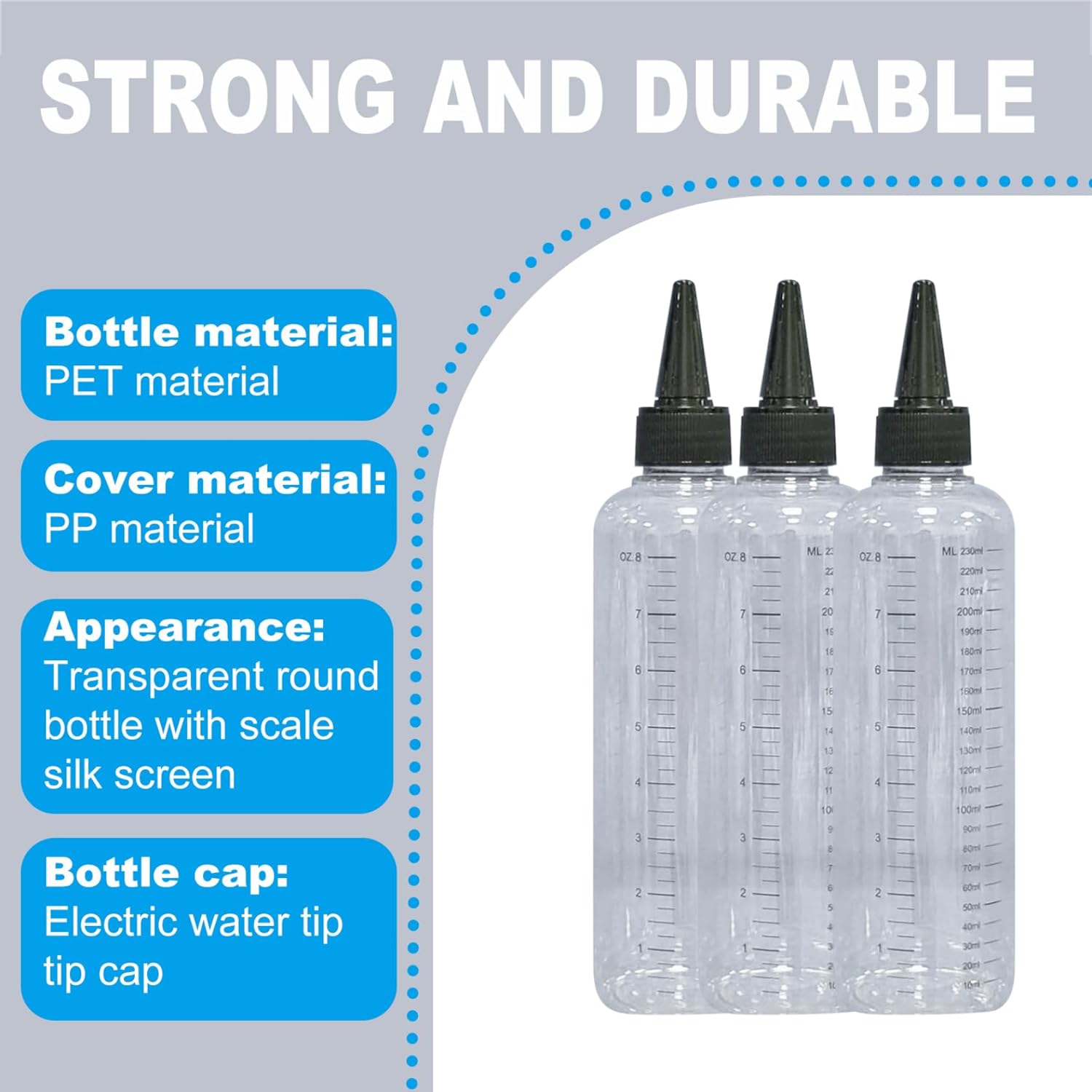12PCS Paint Bottles with Scale 250ml