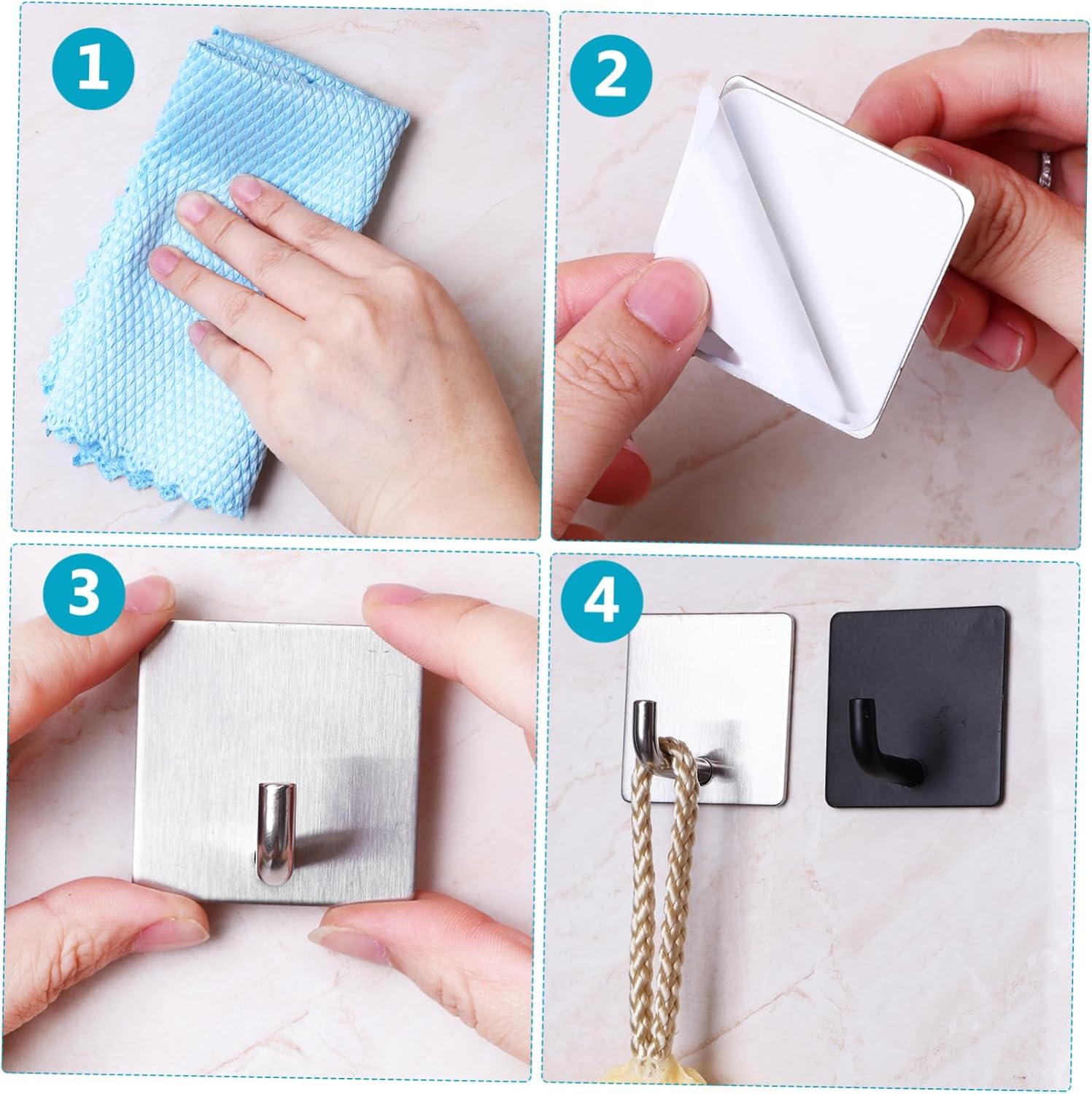 FOMIYES Chrome Bathroom Towel Hooks Adhesive