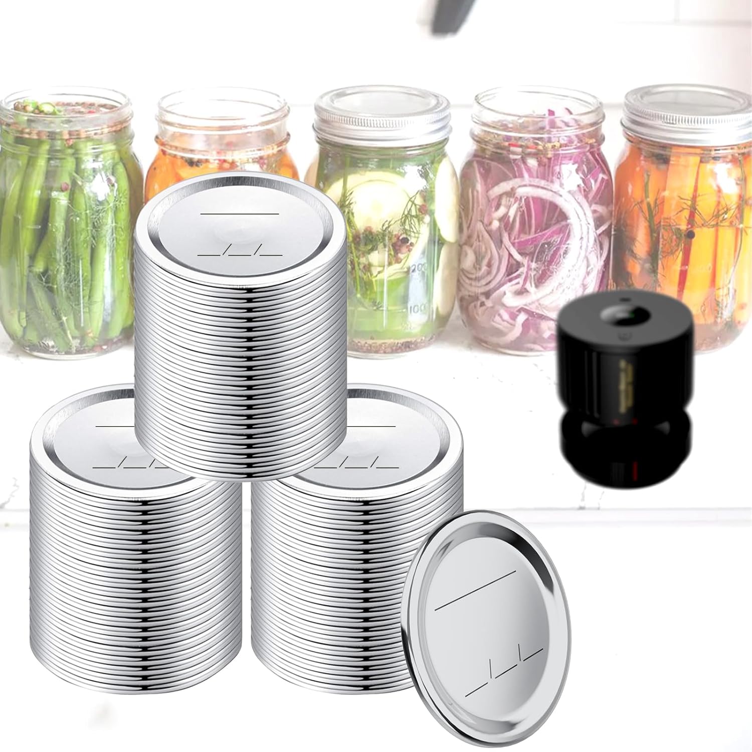 60 PCS Regular Mouth Mason Jar Lids for Vacuum Sealing 1