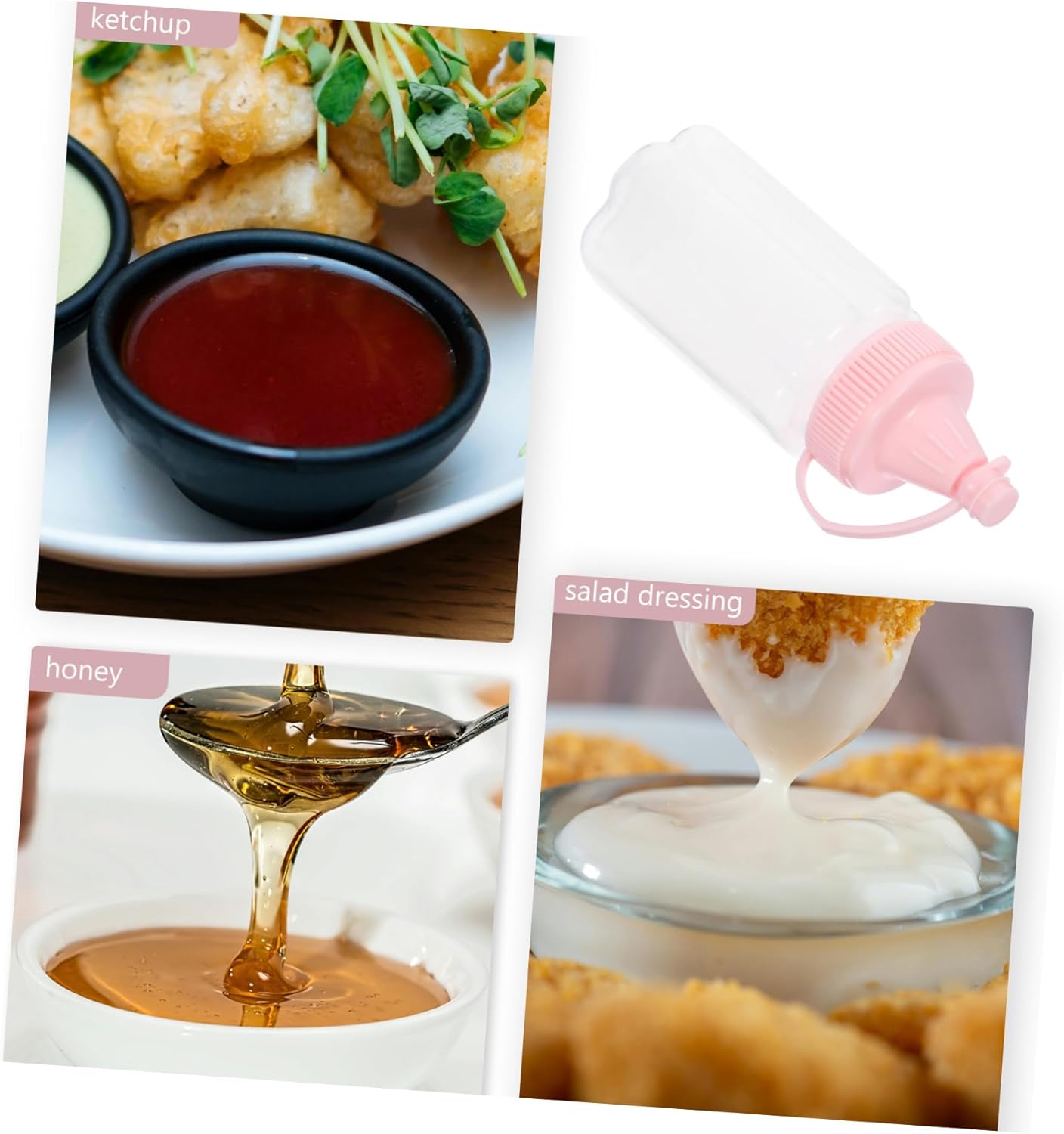 VINTORKY 4PCS Reusable Condiment Squeeze Bottles 60ml Salad Dressing Storage Set