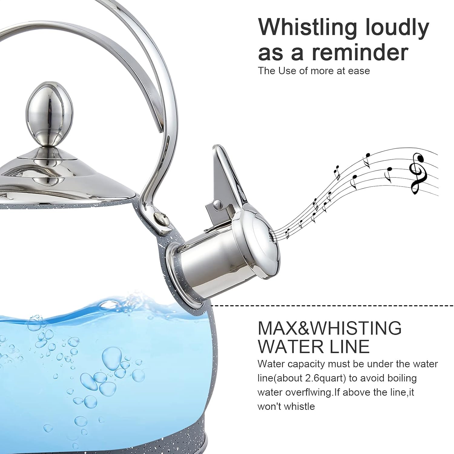 LUXGRACE 25 Qt Whistling Tea Kettle with Aluminum Base