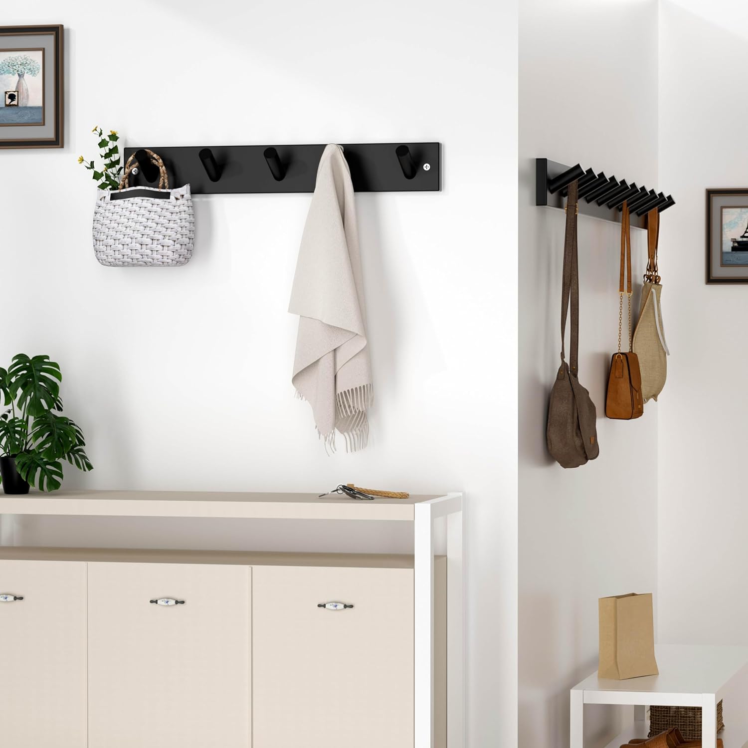 SKOLOO 5 Peg Black Wall Coat Rack