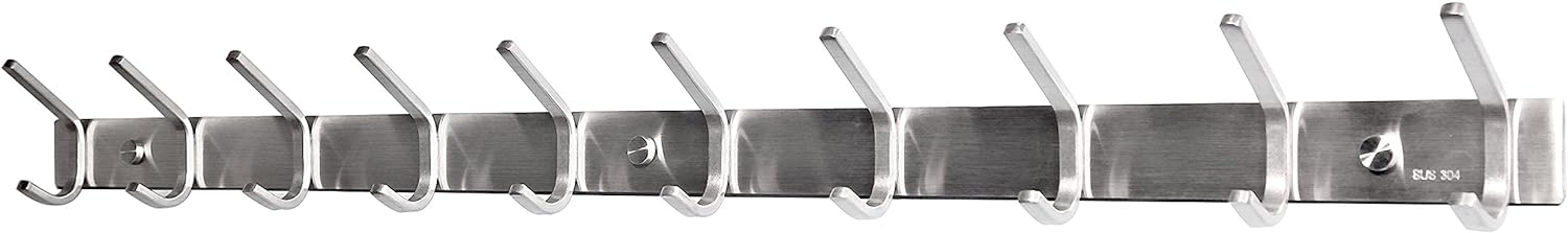 WEBI Wall Mount Coat Rack with 10 Hooks 30 Inch Stainless Steel 304