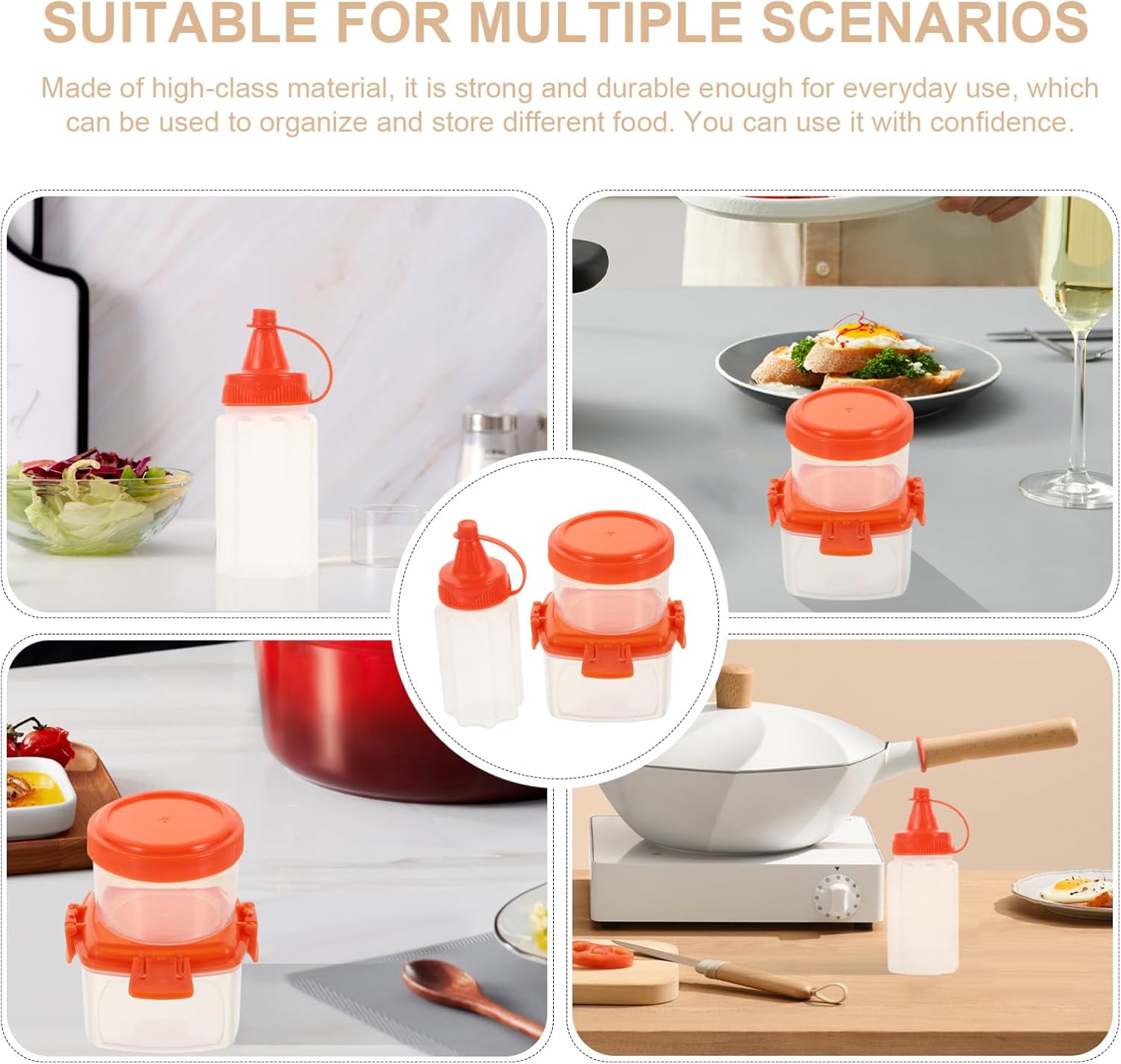 SHOWERORO Reusable Square Condiment Squeeze Bottles 1