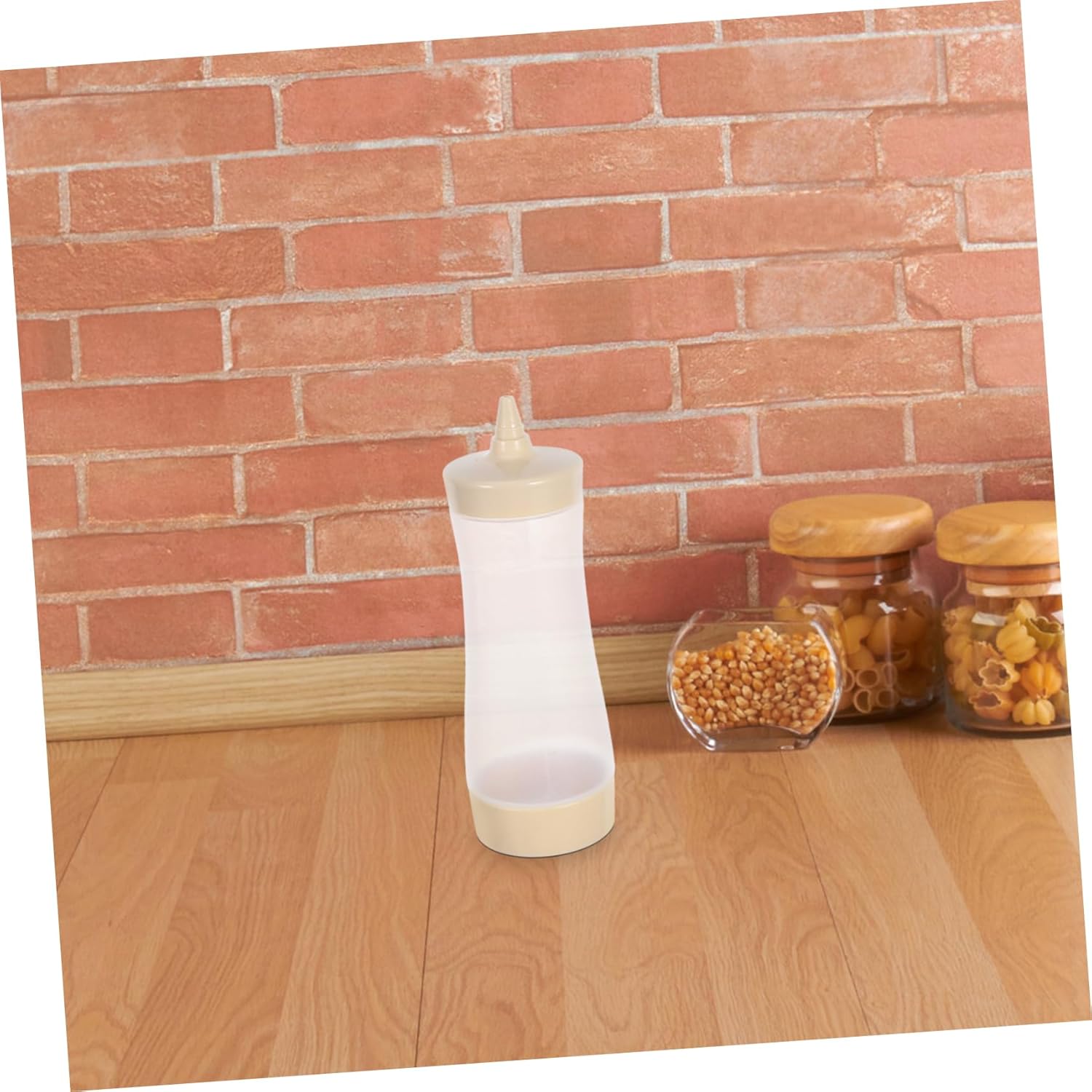 HOLIDYOYO 6-Piece Beige Condiment Squeeze Bottles with Lids