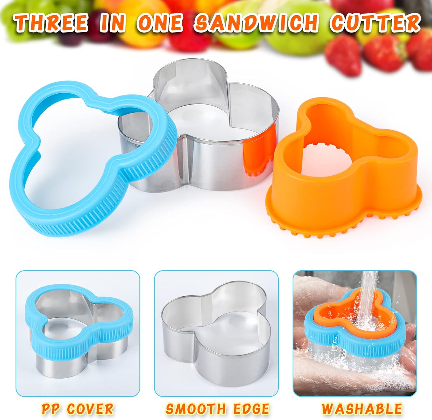 FASTSPOK 12Pcs Sandwich Cutter Sealer Set for Kids