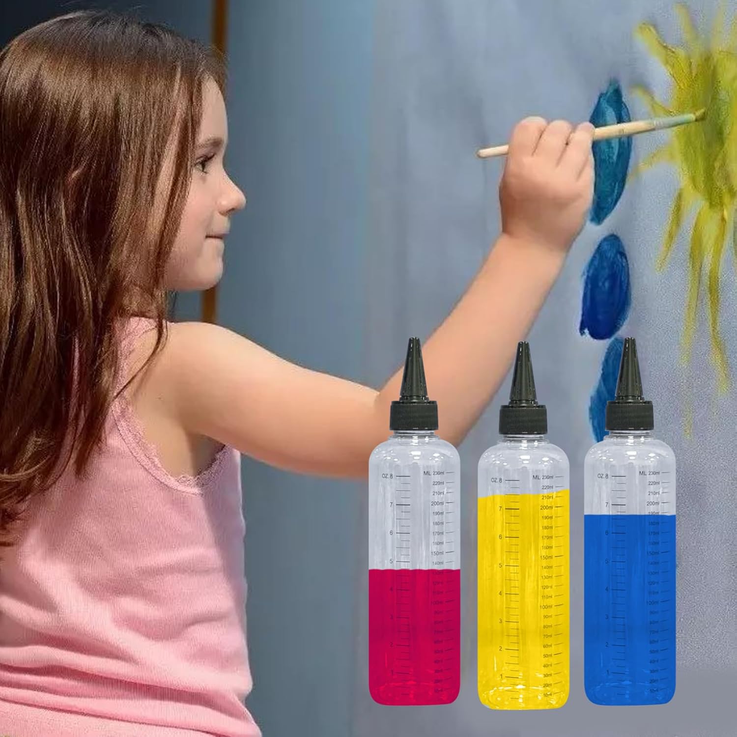 12PCS Paint Bottles with Scale 250ml