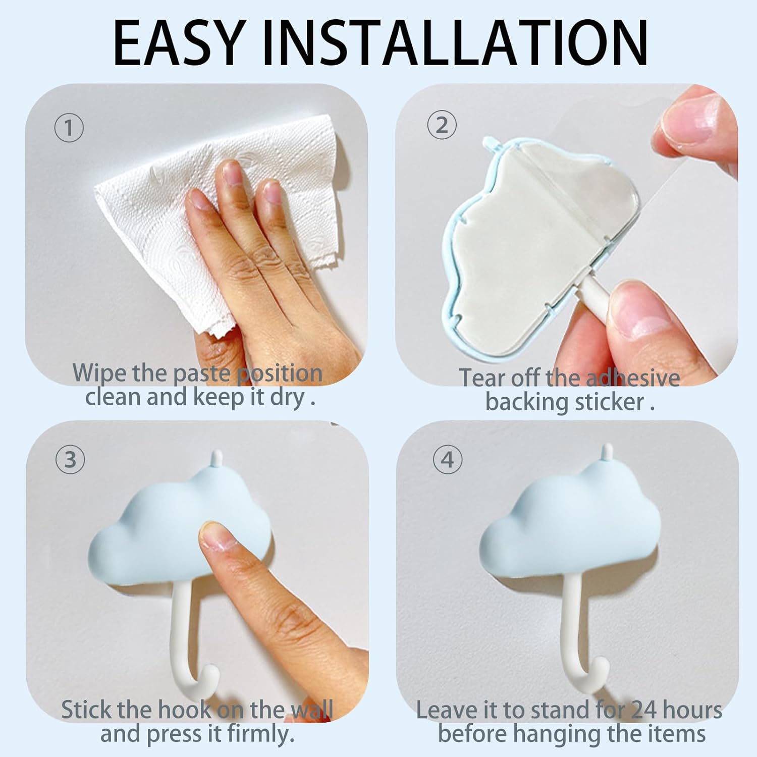 Tizee 6Pcs Moon Cloud Wall Hooks Key Holder