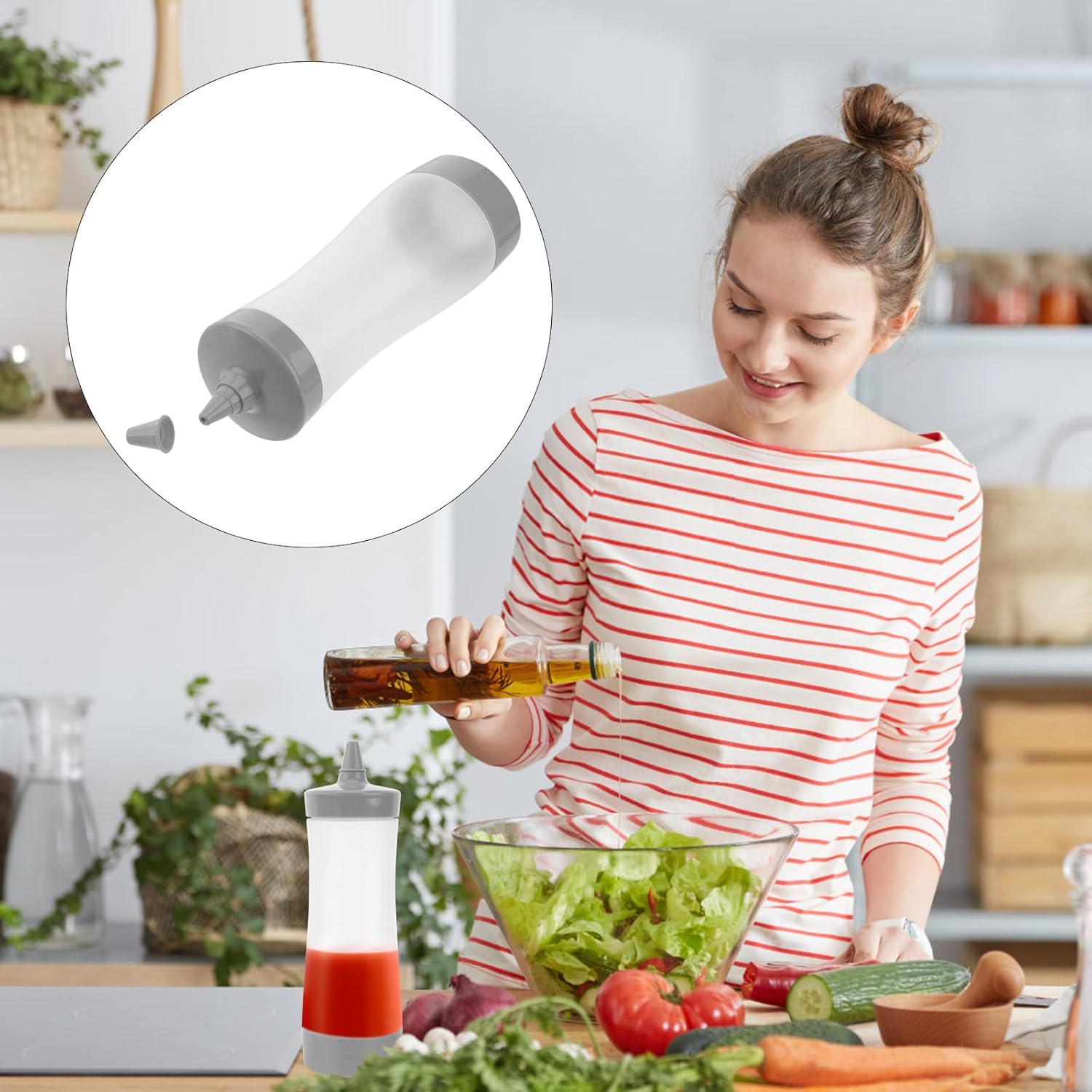 3PCS Squeeze Condiment Bottles for Ketchup Mustard Jam