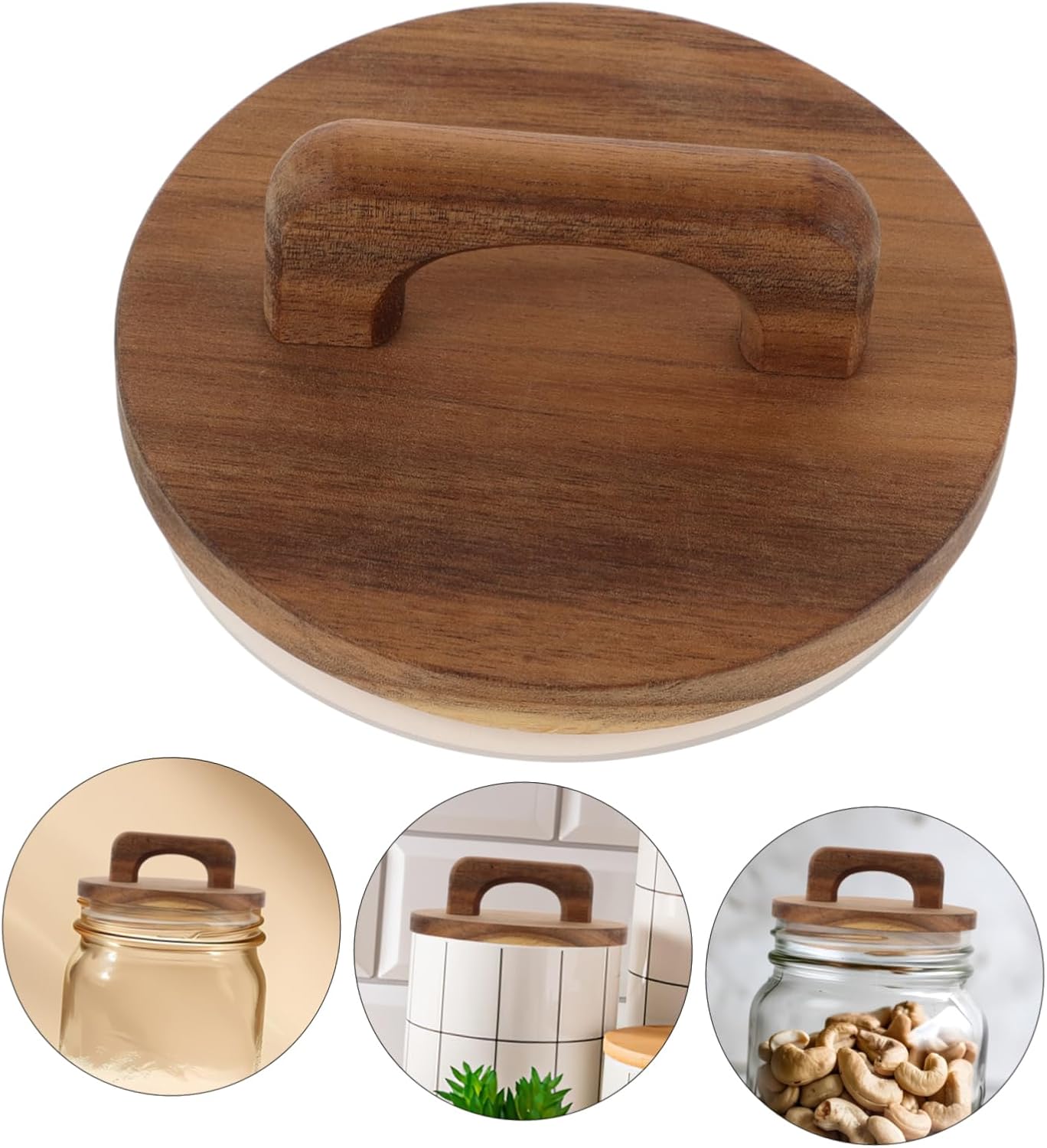 SHOWERORO Reusable Wood Mason Jar Lid with Silicone Seal