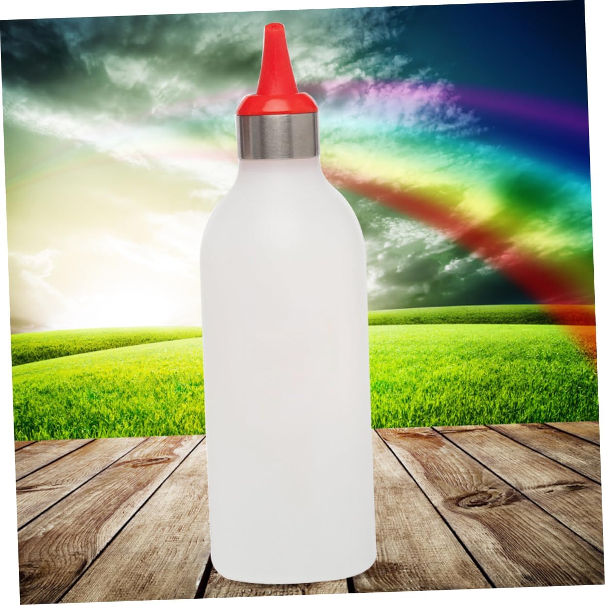 HOLIDYOYO Red 450ml Condiment Squeeze Bottle with Silicone Head