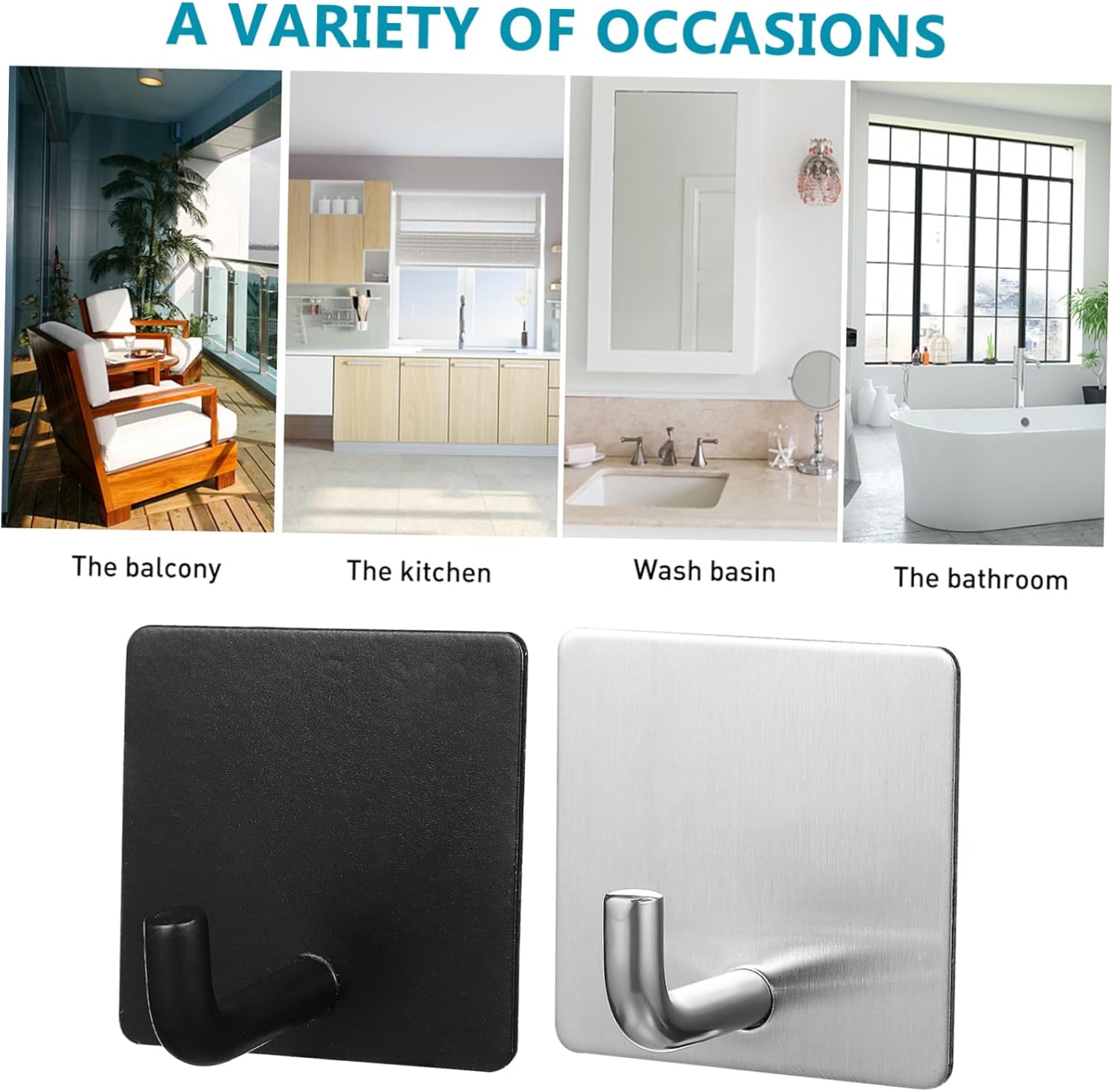 Ipetboom Modern Wall Hooks 4pcs Adhesive Chrome