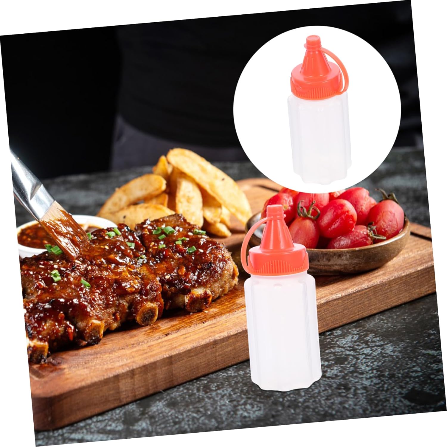 BEBEMOKO Red Condiment Squeeze Bottles Set of 4