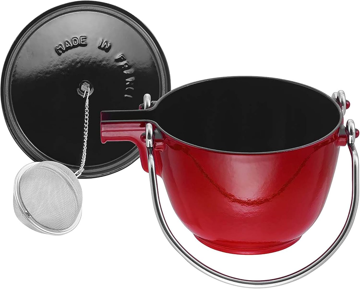 Staub Cast Iron 1 Qt Tea Kettle - Cherry Made in France