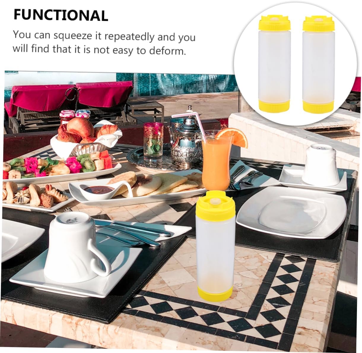 Set of 2 Squeeze Bottles for Ketchup Jam Mustard and Olive Oil