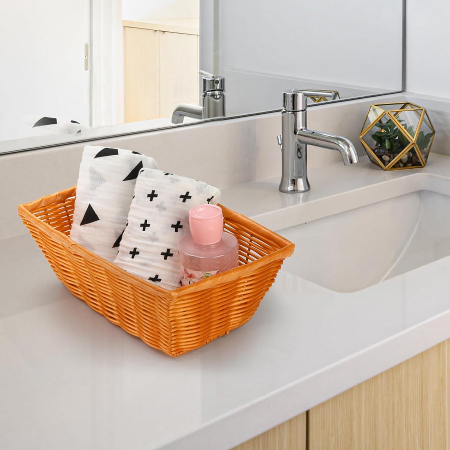 Coloch 6 Pack Bread Baskets 12 Inch Woven Plastic Rattan Storage Baskets