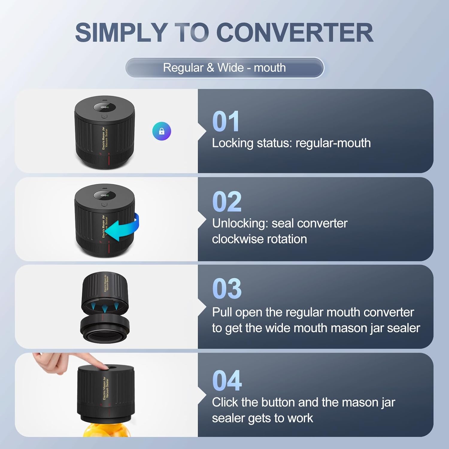 Electric Mason Jar Vacuum Sealer - Black