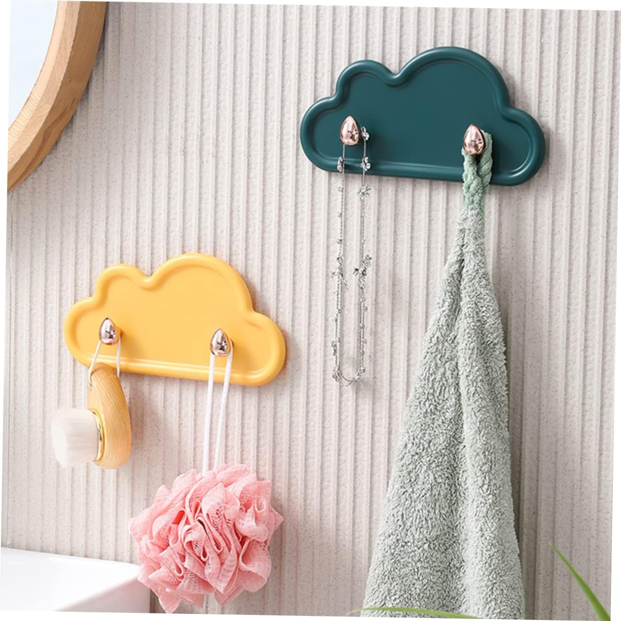 Veemoon 4 Pack Cloud Shape Adhesive Wall Hooks Key Holder Towel Rack