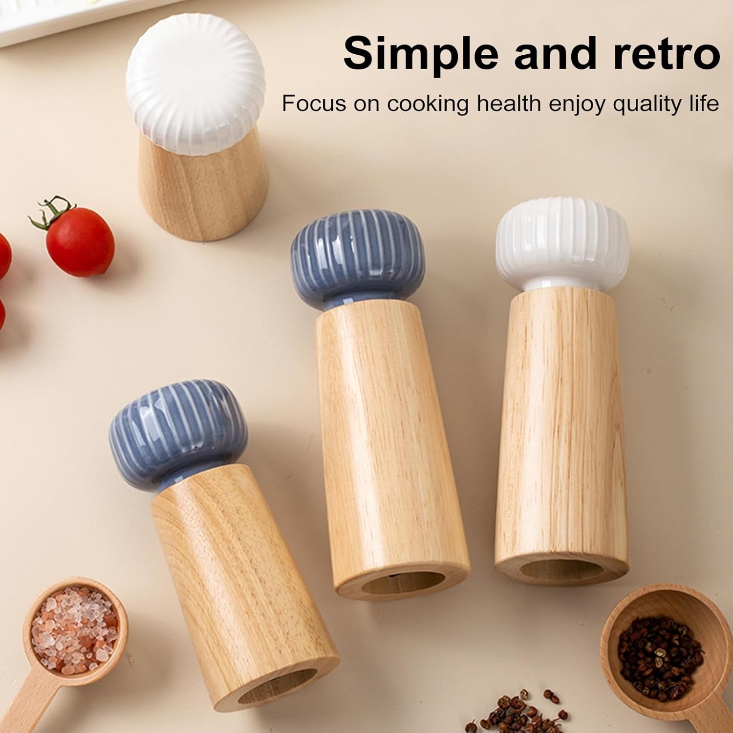 Qinlenyan Adjustable Coarseness Wood Pepper Mill