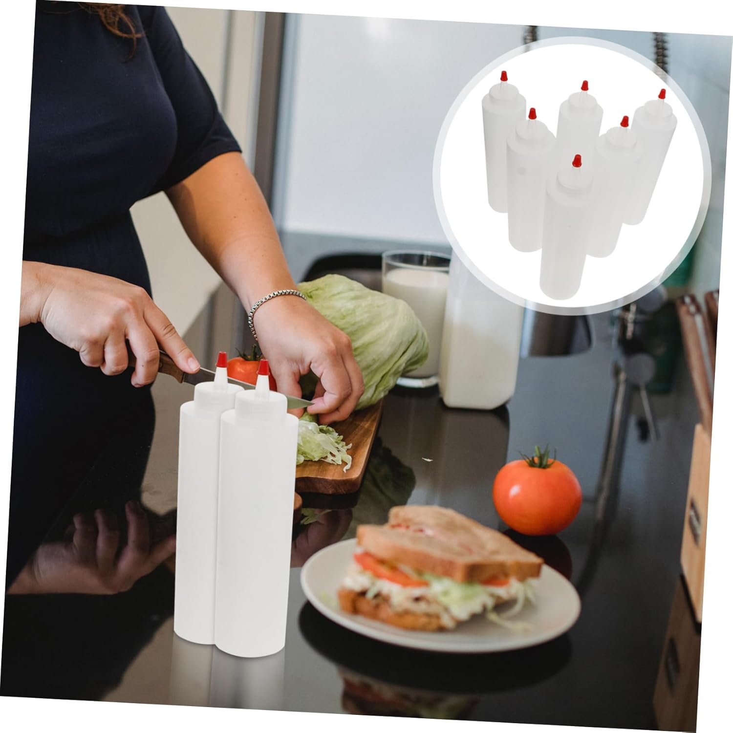 CIYODO 6pcs Lightweight Squeeze Condiment Bottles Leakproof