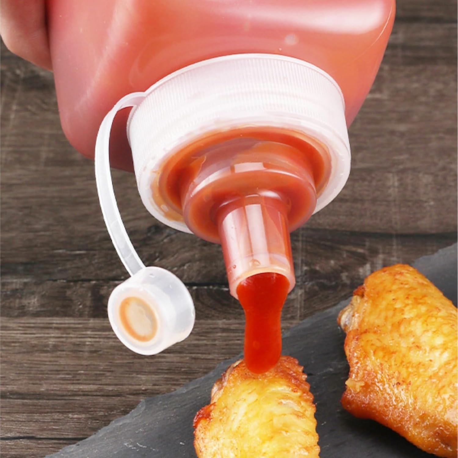 KLEYE 5-Piece Squeeze Bottles Set Large Square Wide-Mouth