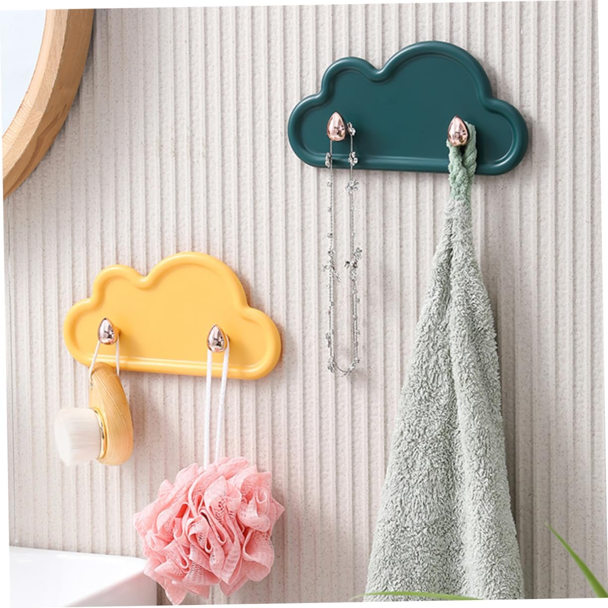 DIYEAH 4Pcs Cloud Shape Wall Hooks for Bathroom Towel and Key Hanging