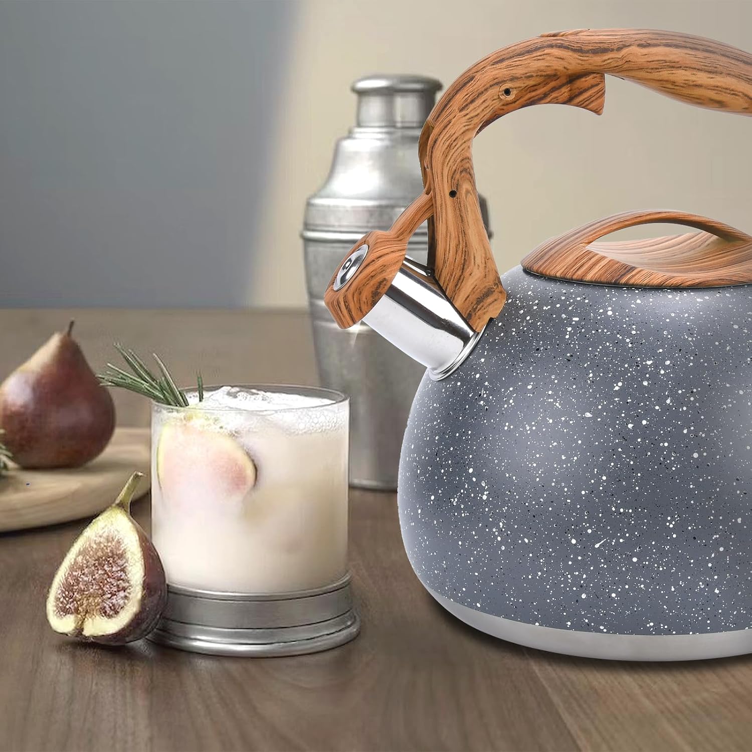 KIAADSY 32 Qt Whistling Tea Kettle with Heat Resistant Handle