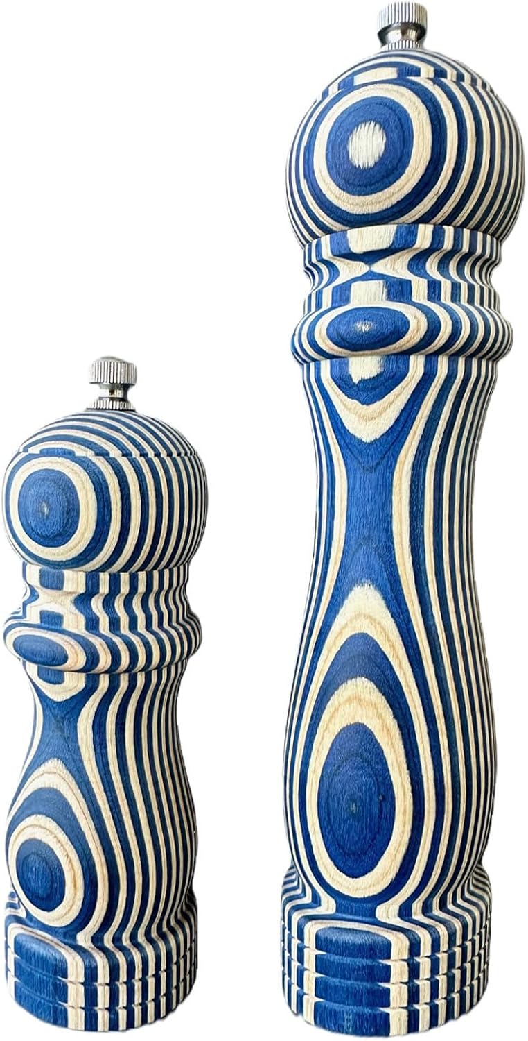 Island Bamboo Pakkawood Pepper Mill Set Blue