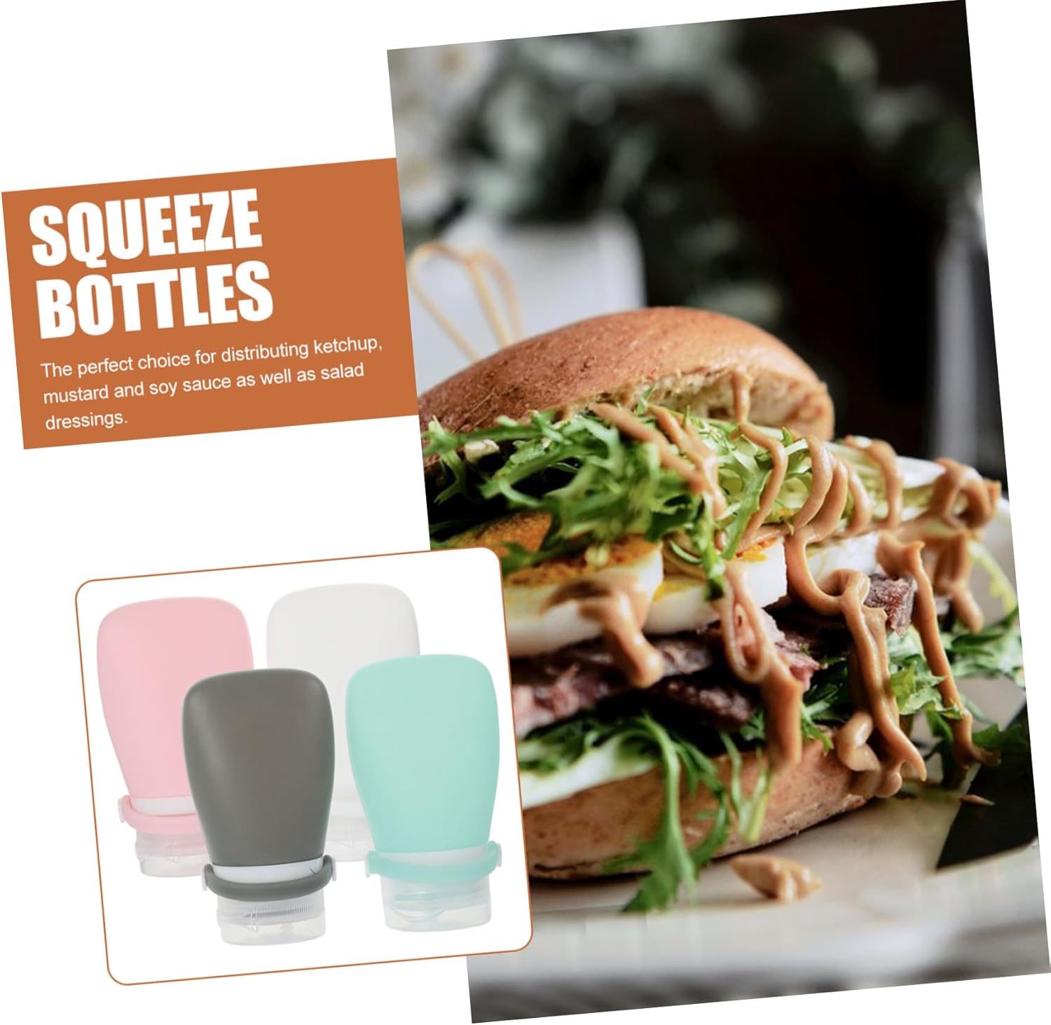 CIYODO 4 Pack Leakproof Silicone Sauce Squeeze Bottles 1