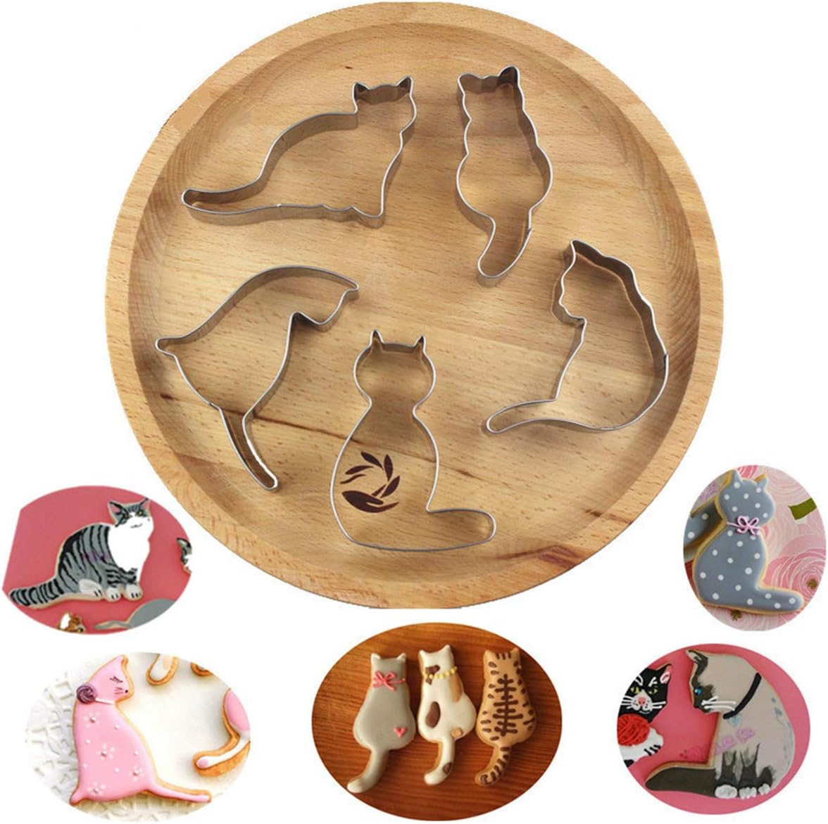 Kingsie WIN 5pcs Cat Cookie Cutter Set Stainless Steel