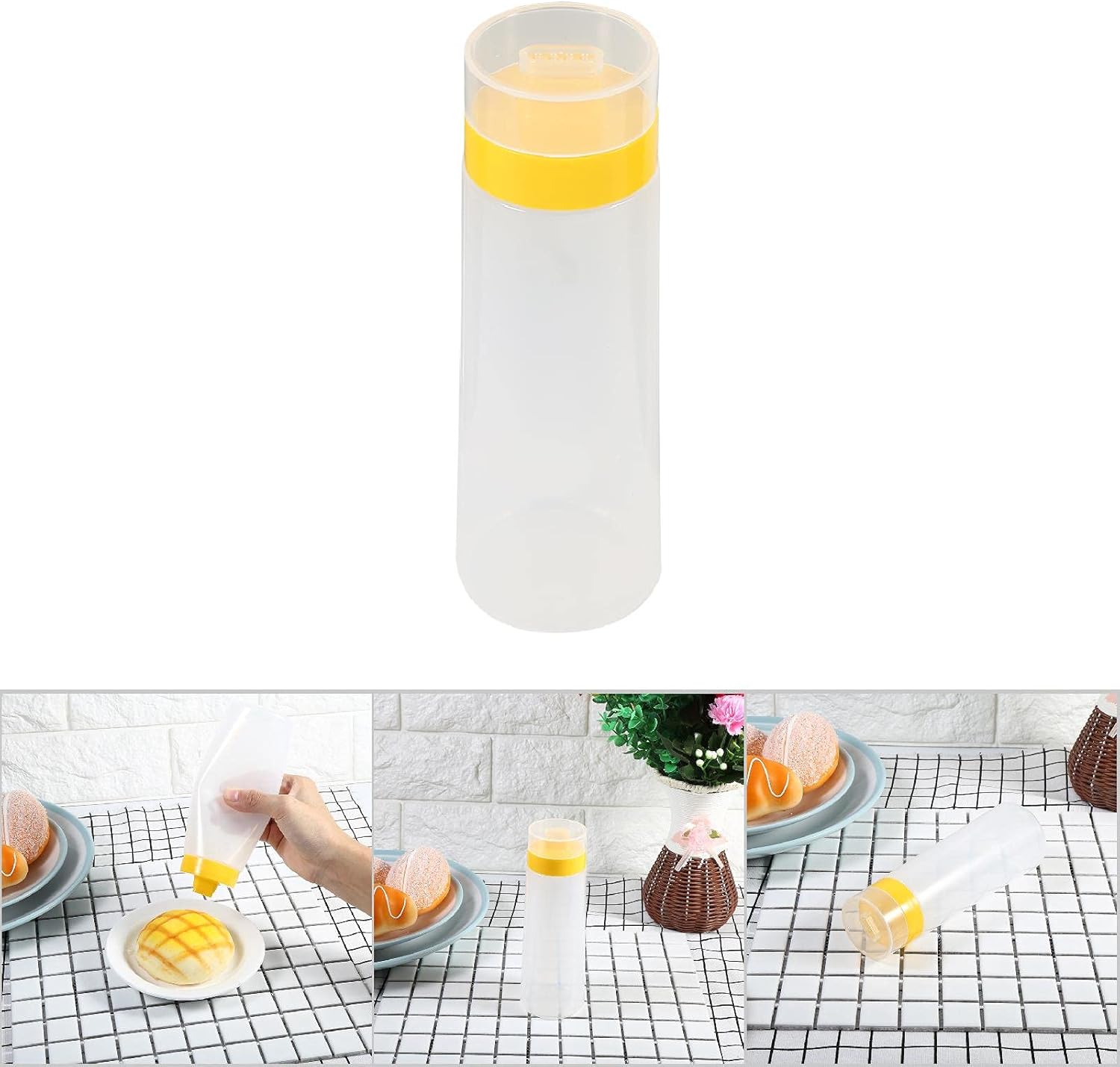 TITA-DONG 4 Hole Condiment Squeeze Bottle 300ml Food Grade Resin Ketchup Dispenser