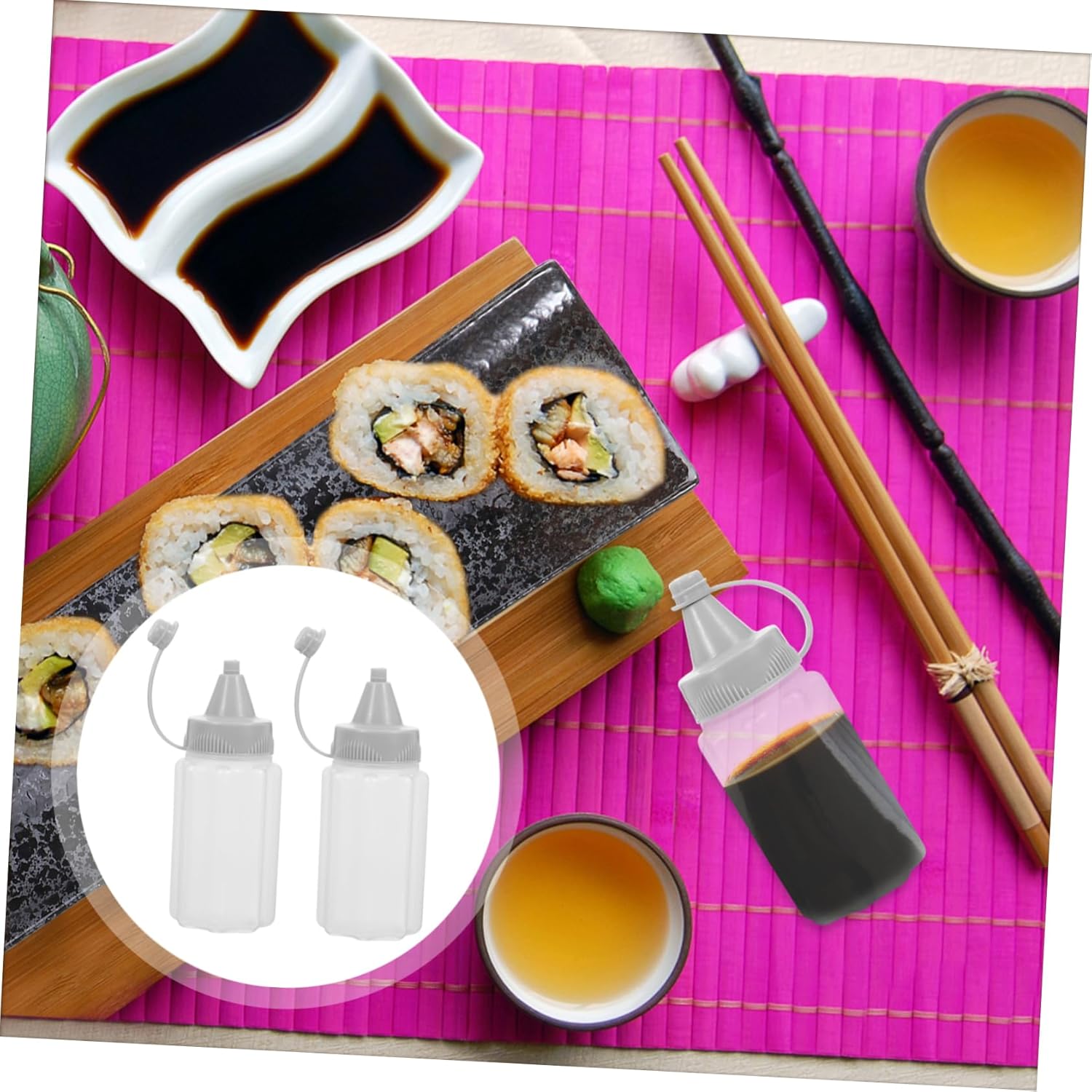 EXHUMKY 4PCS Reusable Condiment Squeeze Bottles