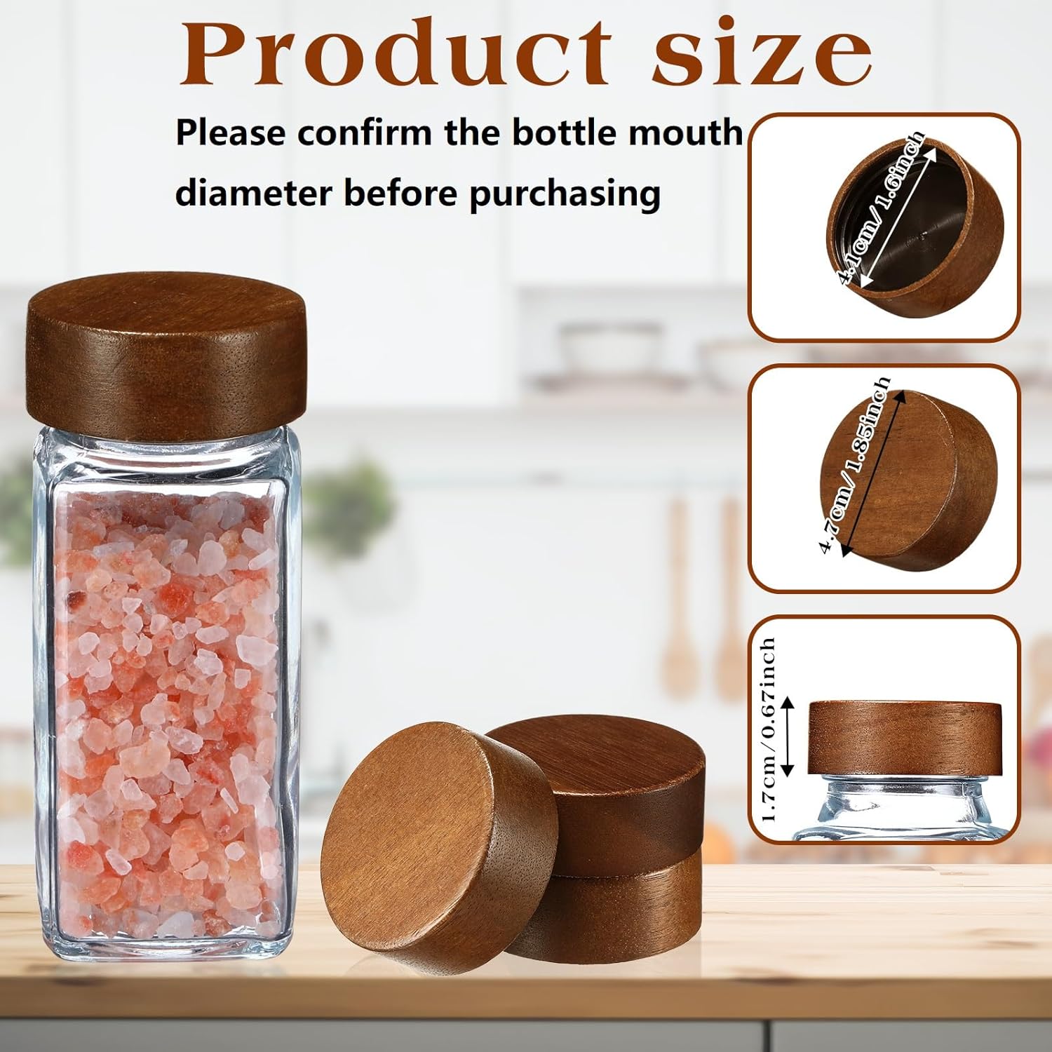FillTouch 28 Pcs Wood Jar Lids for Spices