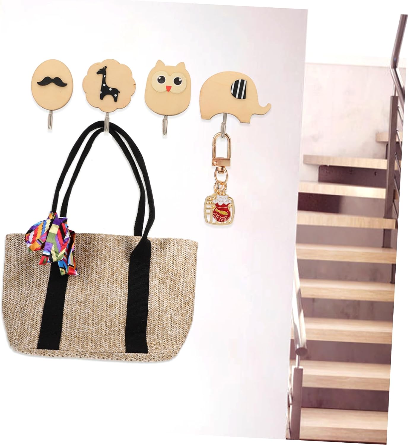 ARTIBETTER 4Pcs Cartoon Adhesive Hooks for Wall