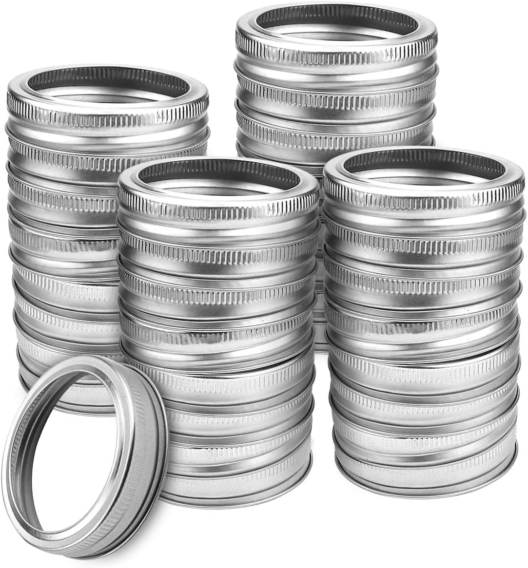 Tecmisse 40-Piece Mason Jar Bands 70mm Silver Leak Proof Replacement Lids