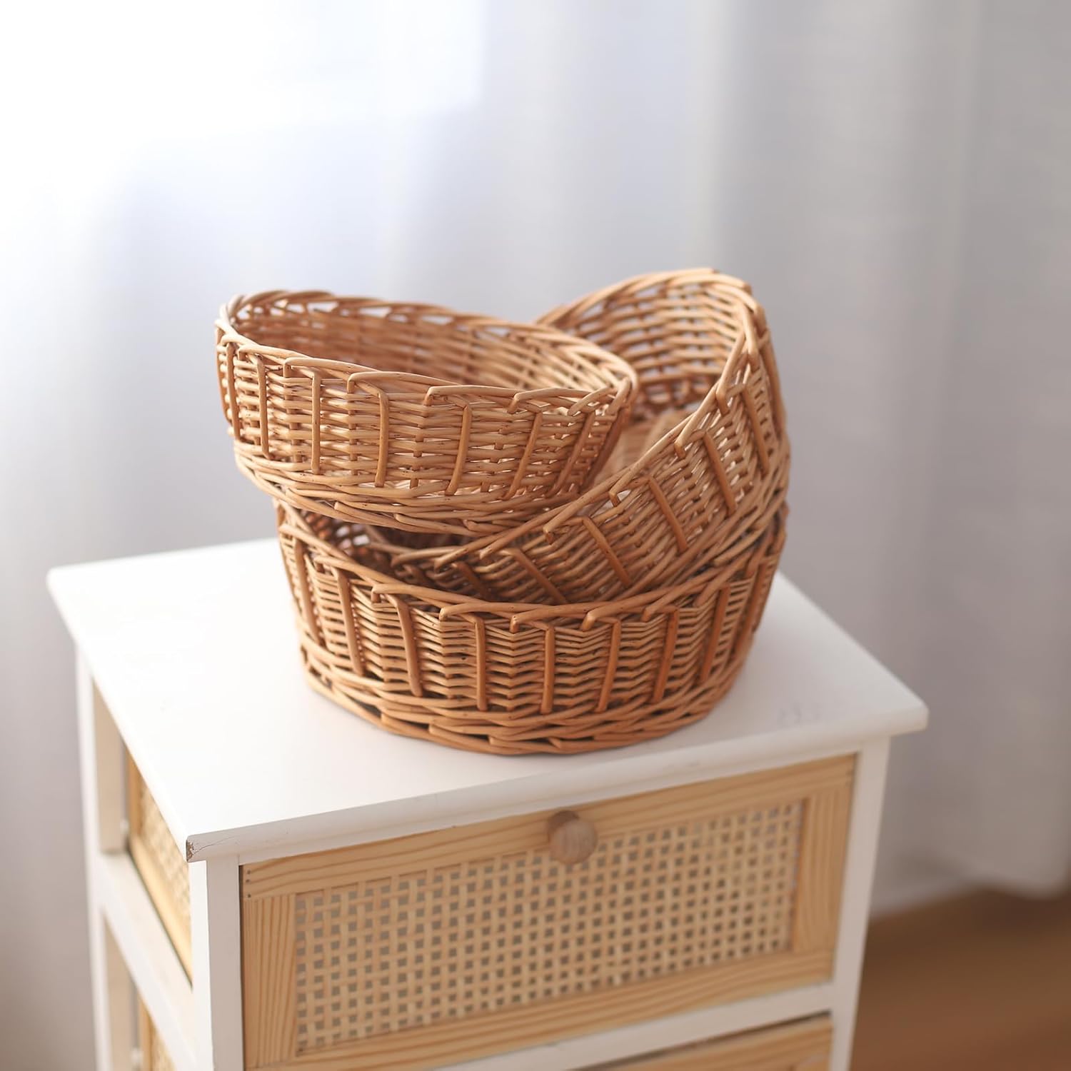 3-Packs 11 Wicker Bread Basket for Home Kitchen