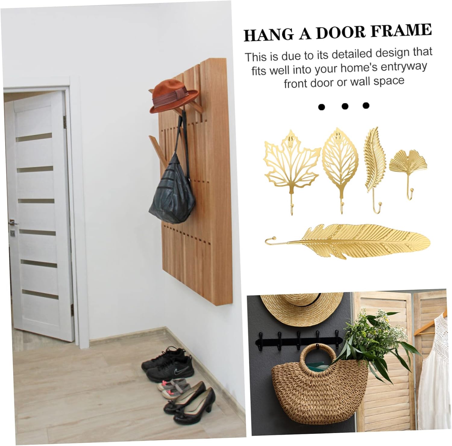 Healeved 5pcs Leaf Hook Wall Mounted Towel Holder