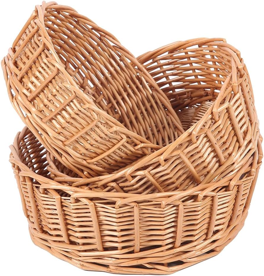 3-Packs 11 Wicker Bread Basket for Home Kitchen