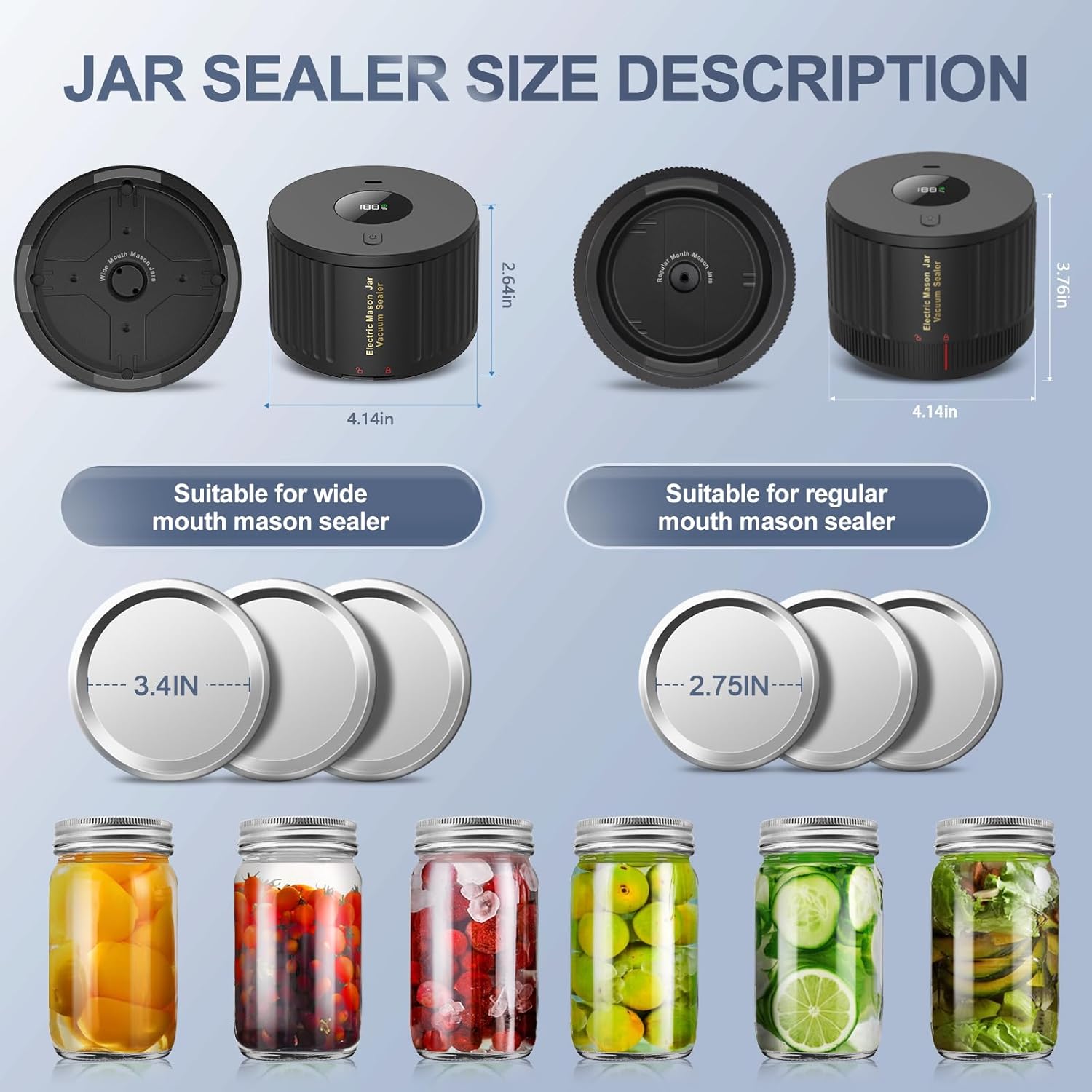Electric Mason Jar Vacuum Sealer - Black