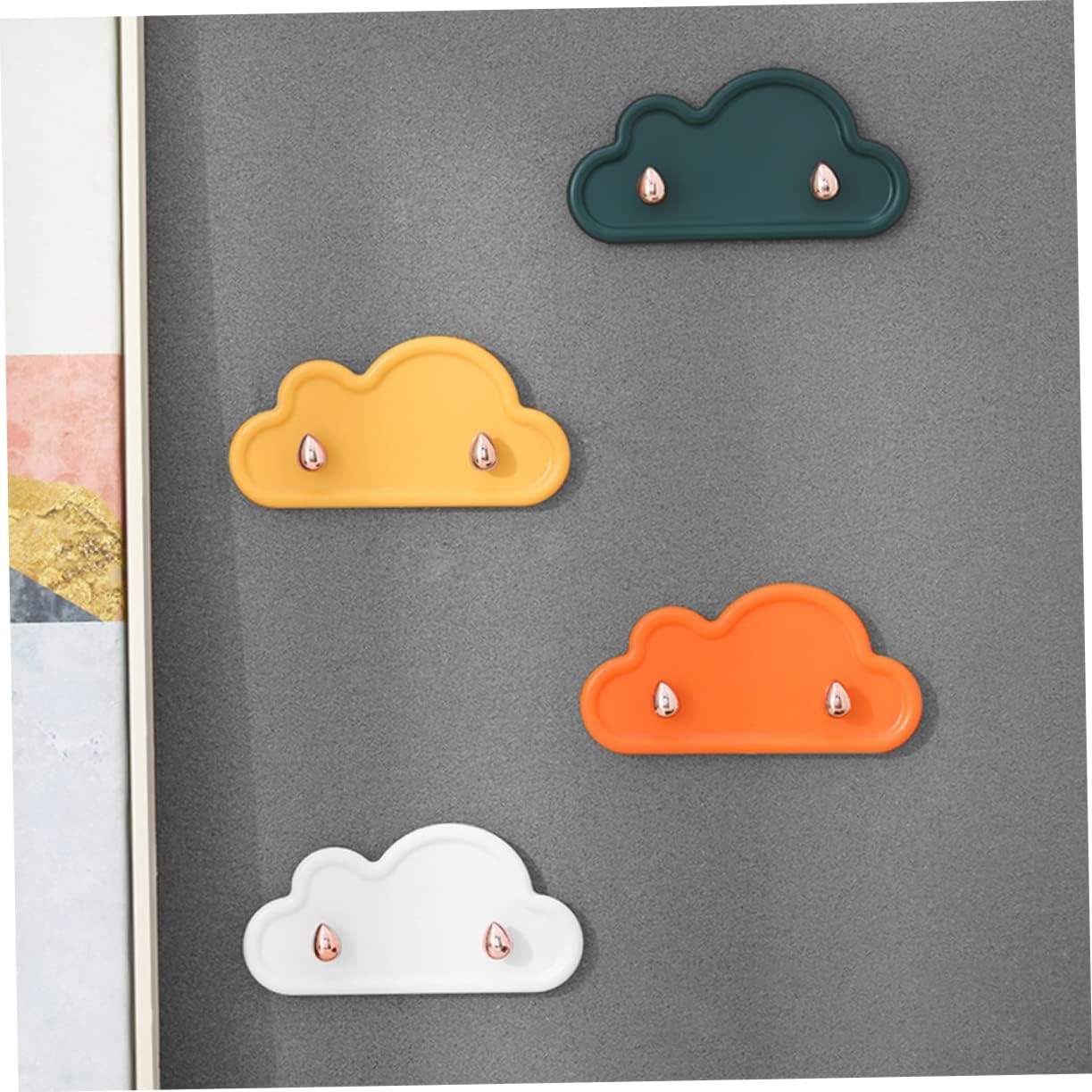 Veemoon 4 Pack Cloud Shape Adhesive Wall Hooks Key Holder Towel Rack