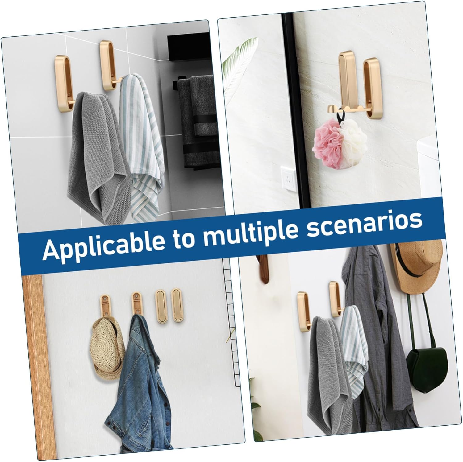 Veemoon 4 Pcs Folding Hooks for Wall Coat Backpack Towel Hanging